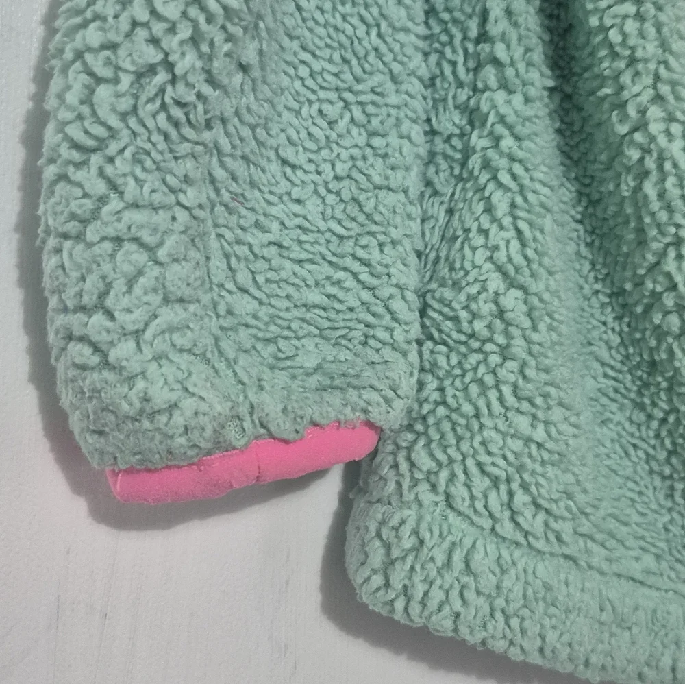 The North Face Gray and Mint Fleece Jacket with Pink Trim SIZE 18-24 MONTH - Picture 6 of 8